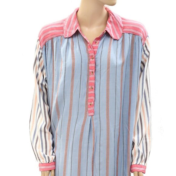 By Anthropologie True Midi Dress Striped Oversized Shirt Long Sleeve M 257897 - Picture 2 of 4